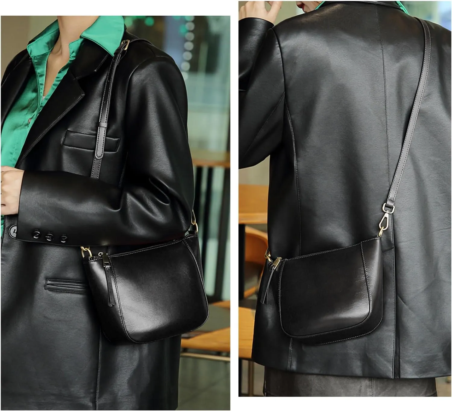Hobo Bags for Women, Genuine Leather Crossbody Purse with Adjustable Strap, Lightweight Shoulder Bag