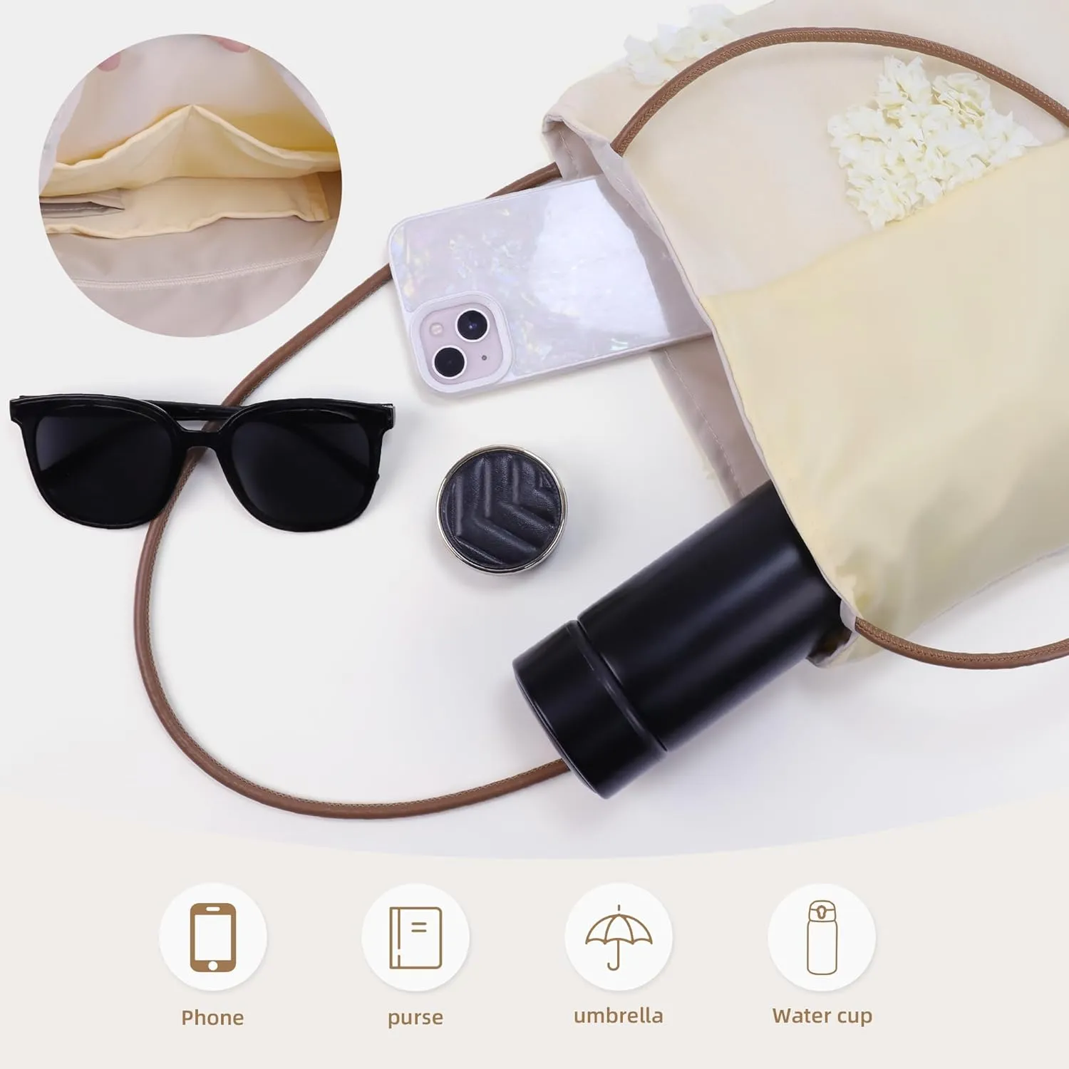 Hobo Bags for Women, Large Capacity Shoulder Tote with Inner Pockets