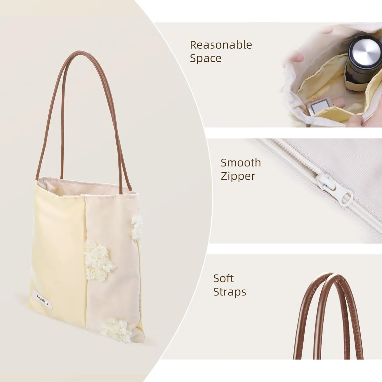Hobo Bags for Women, Large Capacity Shoulder Tote with Inner Pockets