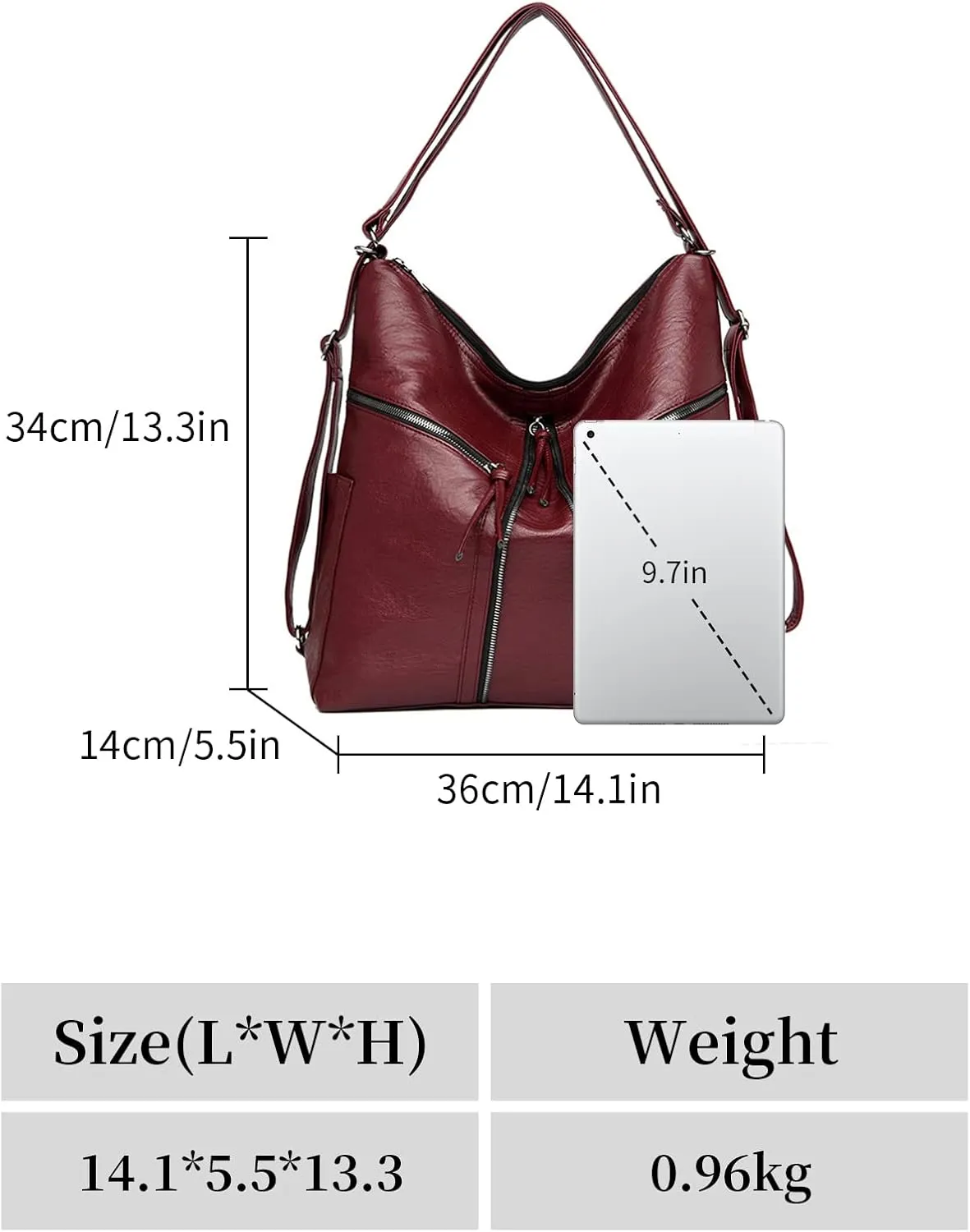 Hobo Bags for Women PU Leather Shoulder Bags Large Hobo Crossbody Purse 3 Way Womens' Handbags
