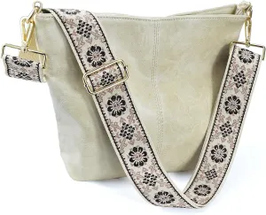 Hobo Bags Vegan Leather Crossbody Bag Guitar Strap Shoulder Purses with Zipper Handbags for Women