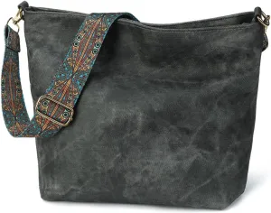 Hobo Crossbody Bags for Women Slouchy Shoulder Bags with Retro Strap Small Vegan Leather Purses for Work, Travel