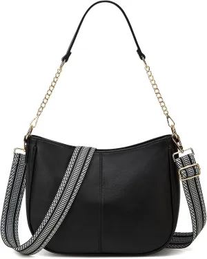 Hobo Crossbody Bags for Women Trendy Shoulder Purses PU Retro Handbag with 2 Types Shoulder Straps