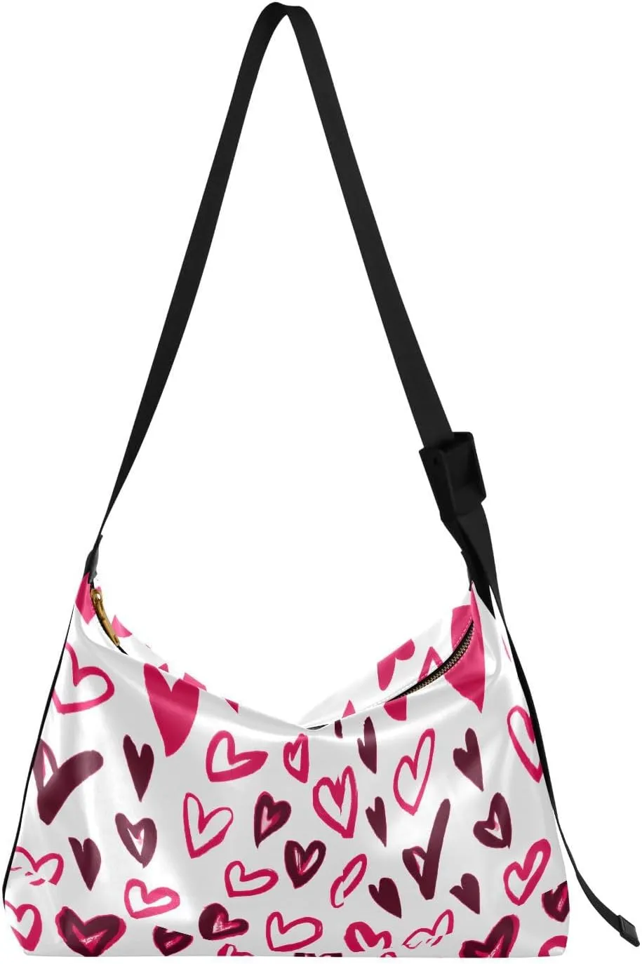 Hobo Handbag Crossbody Valentines Day Heart Trendy PU Leather Shoulder Bags Purses Concise Whith Large Casual Sling Tote Bag Messenger Bag for Women Men