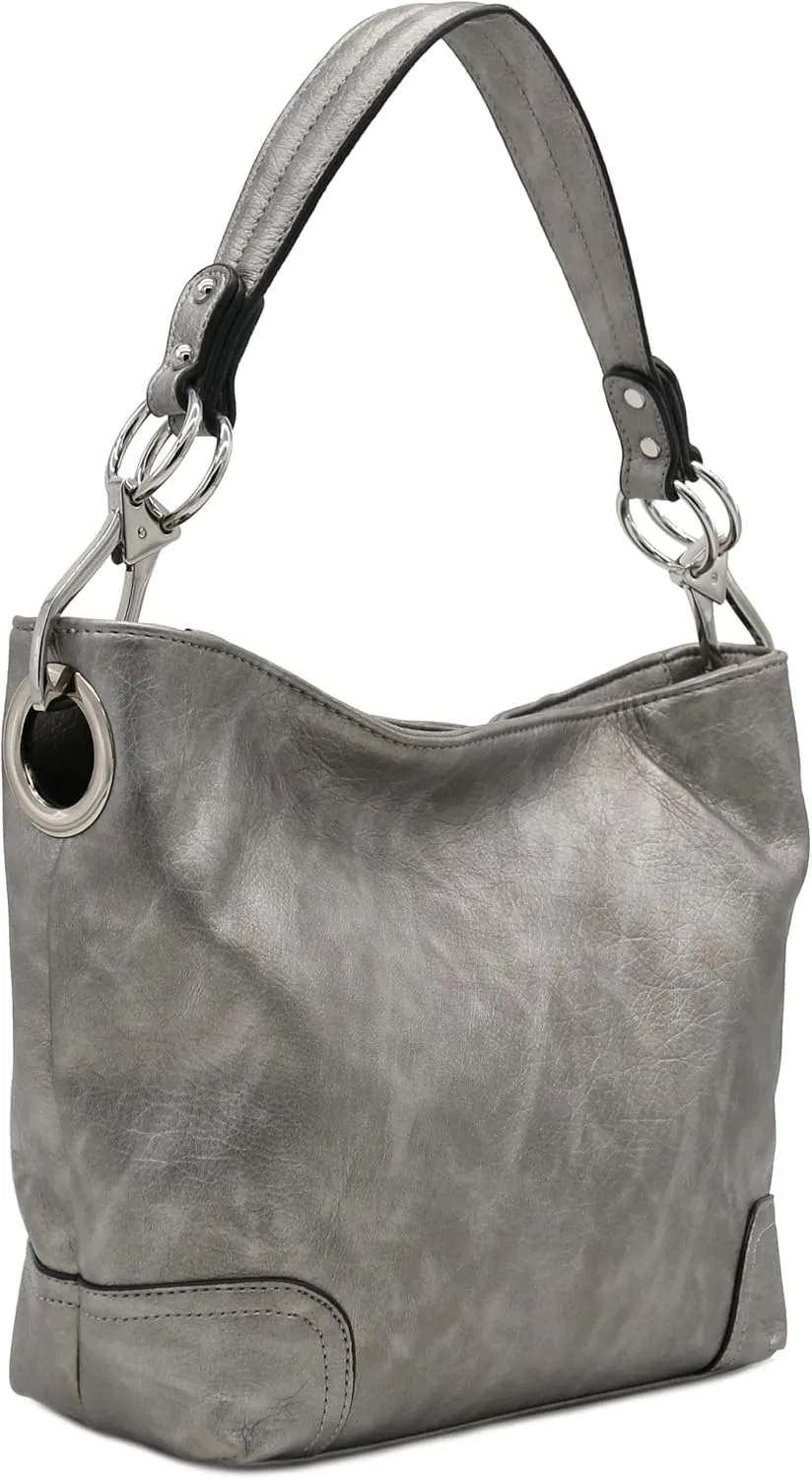 Hobo Shoulder Bag with Big Snap Hook Hardware