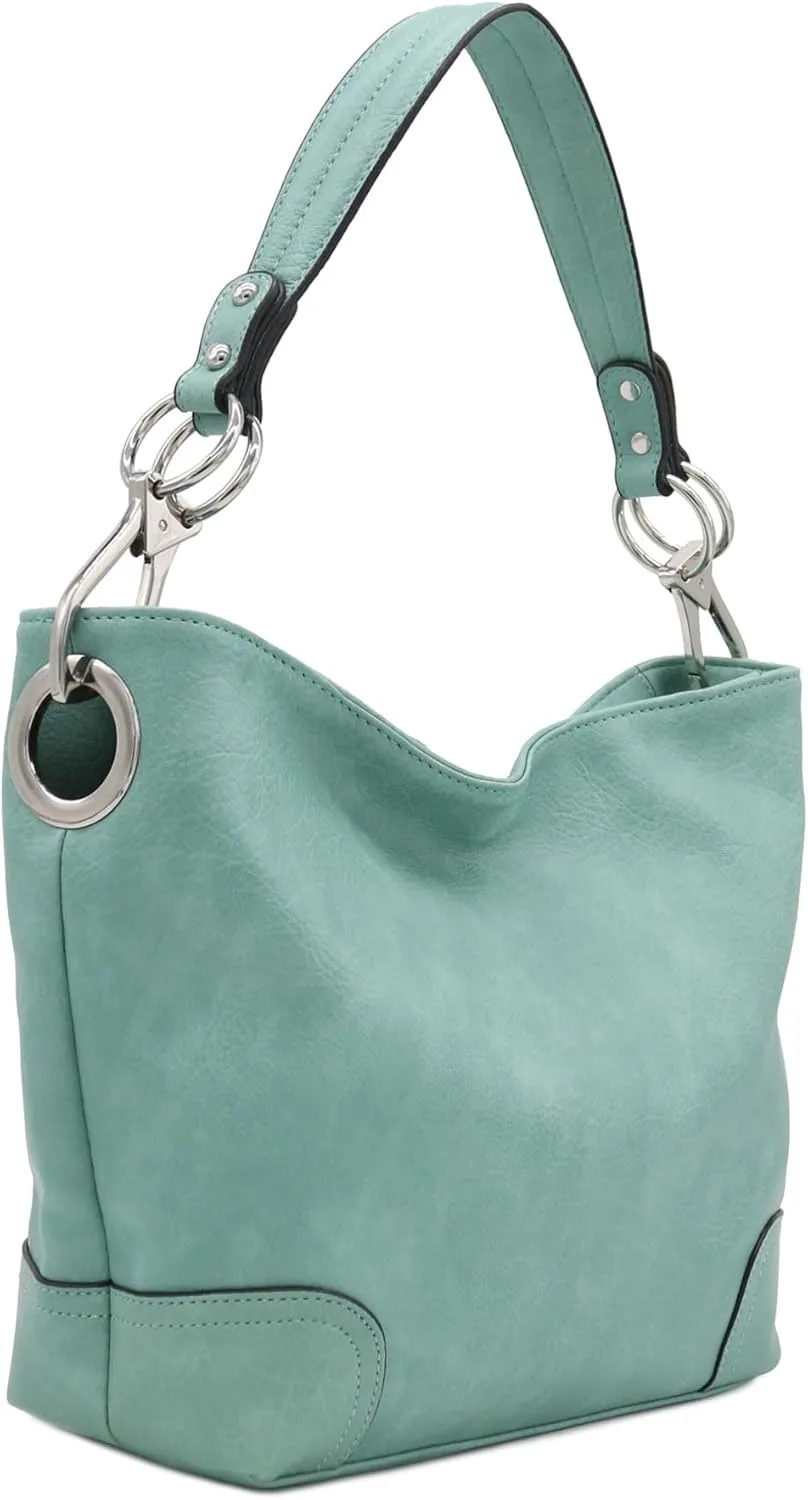 Hobo Shoulder Bag with Big Snap Hook Hardware