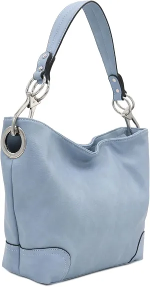 Hobo Shoulder Bag with Big Snap Hook Hardware