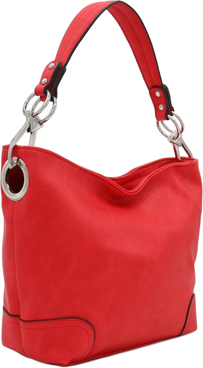 Hobo Shoulder Bag with Big Snap Hook Hardware