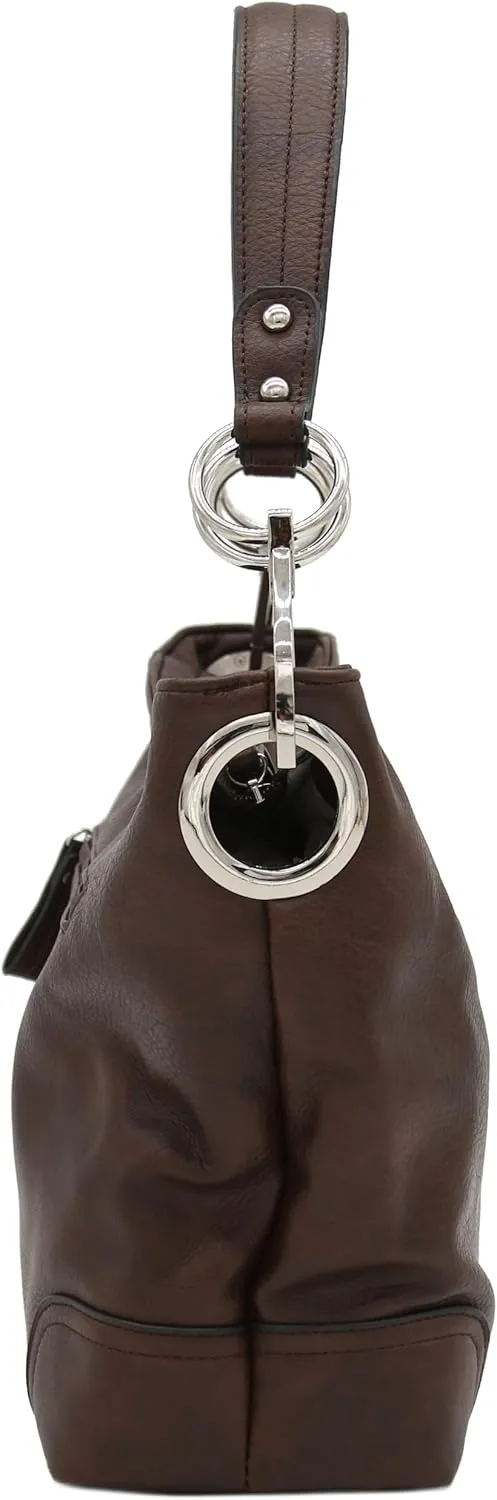 Hobo Shoulder Bag with Big Snap Hook Hardware