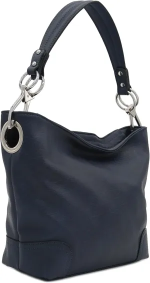 Hobo Shoulder Bag with Big Snap Hook Hardware