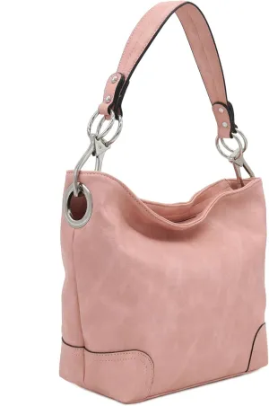 Hobo Shoulder Bag with Big Snap Hook Hardware