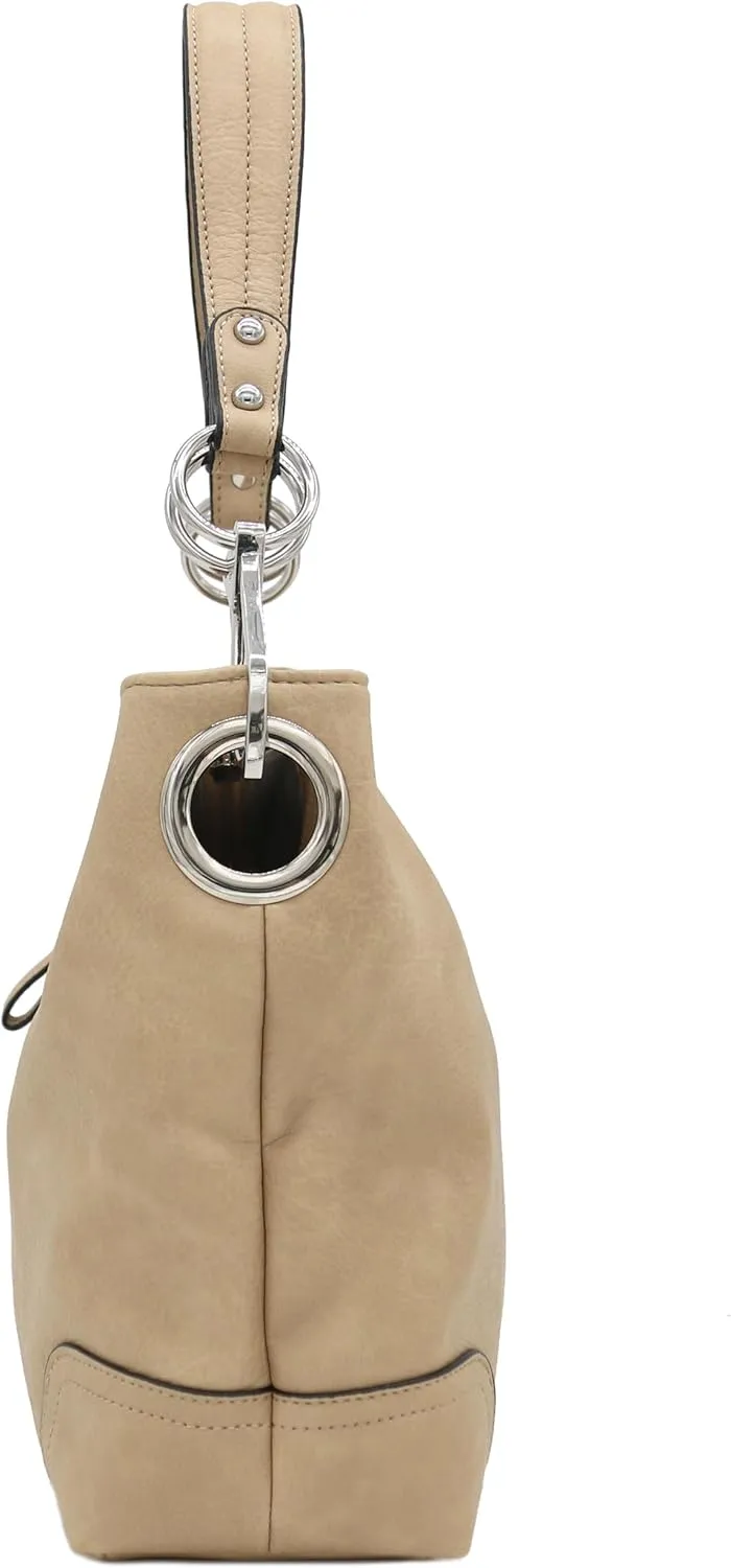 Hobo Shoulder Bag with Big Snap Hook Hardware