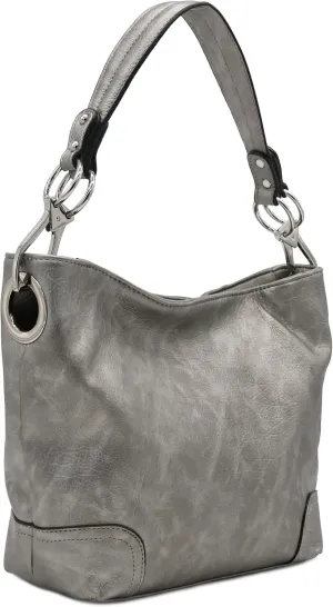 Hobo Shoulder Bag with Big Snap Hook Hardware