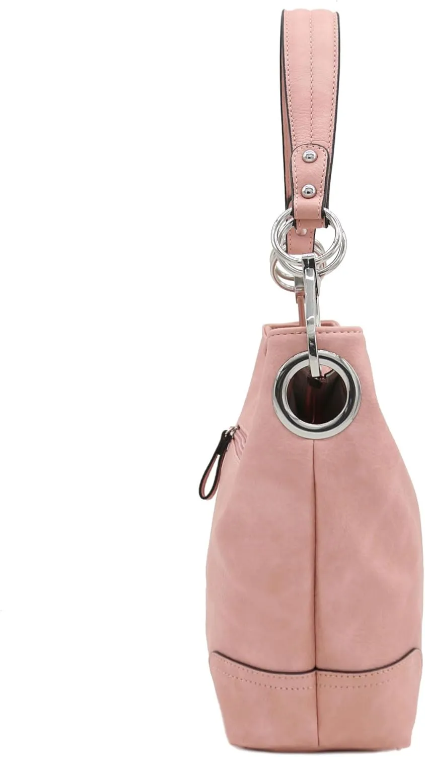 Hobo Shoulder Bag with Big Snap Hook Hardware