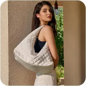 Hobo Shoulder Bags for Women Trendy Lightweight Soft Foldable Large Leather Tote Bags with Zipper Hobo Purse for Women