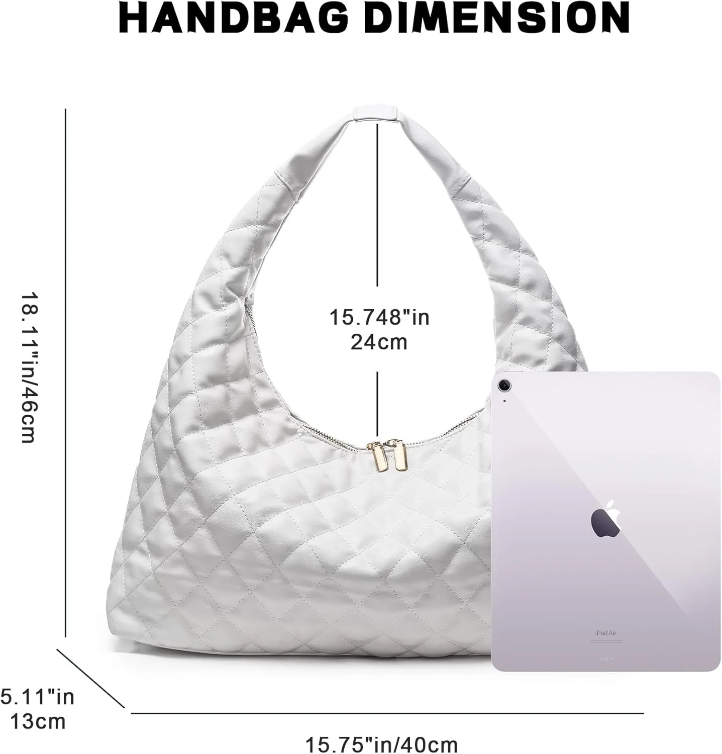 Hobo Shoulder Bags for Women Trendy Lightweight Soft Foldable Large Leather Tote Bags with Zipper Hobo Purse for Women