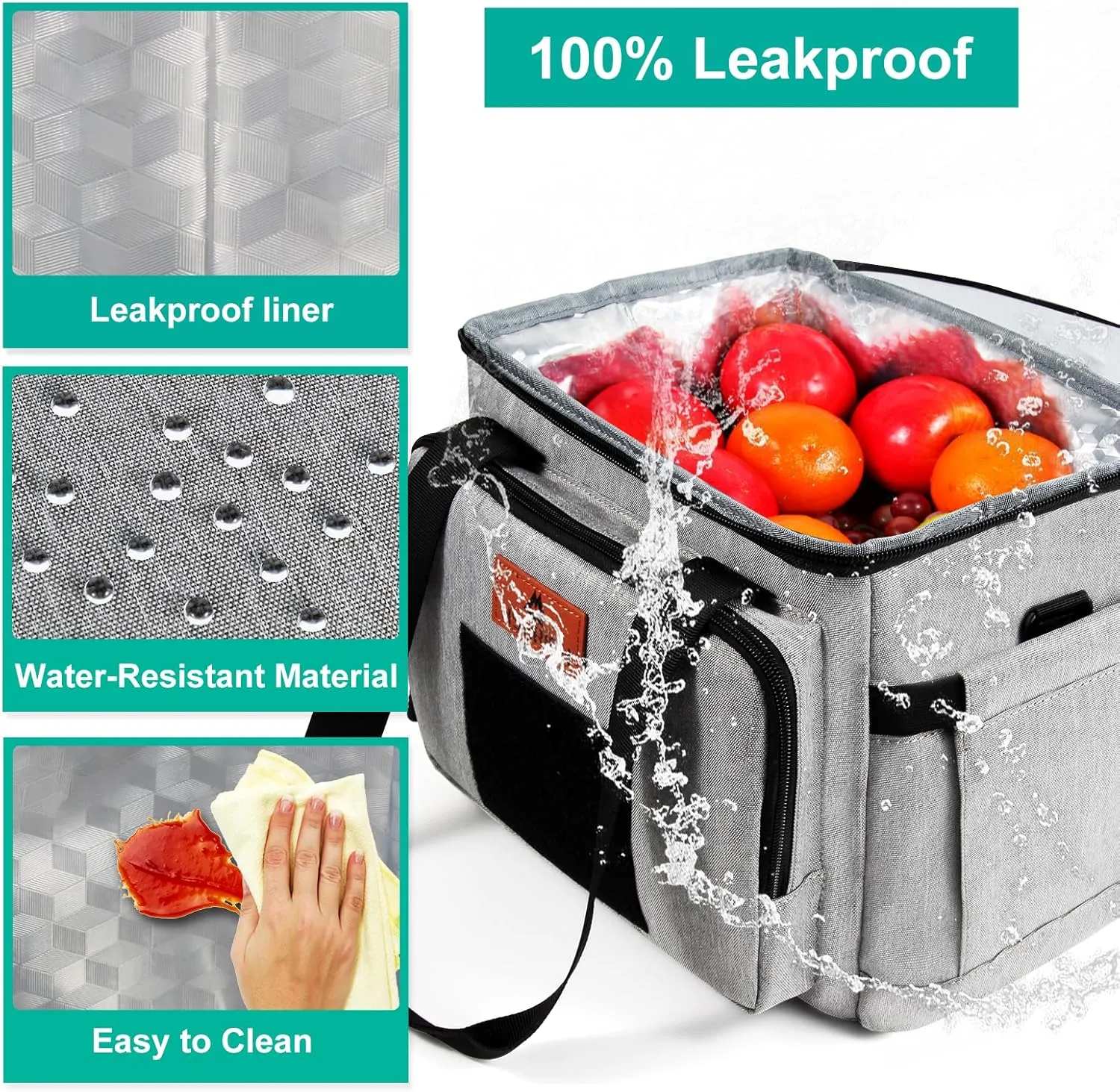 HSHRISH Lunch Box for Men, Women Double Deck Heavy Duty Large Insulated Tactical Lunch Bag Durable Cooler Bag With Shoulder Strap for Adults Work Picnic Road Trip (Grey,15L )