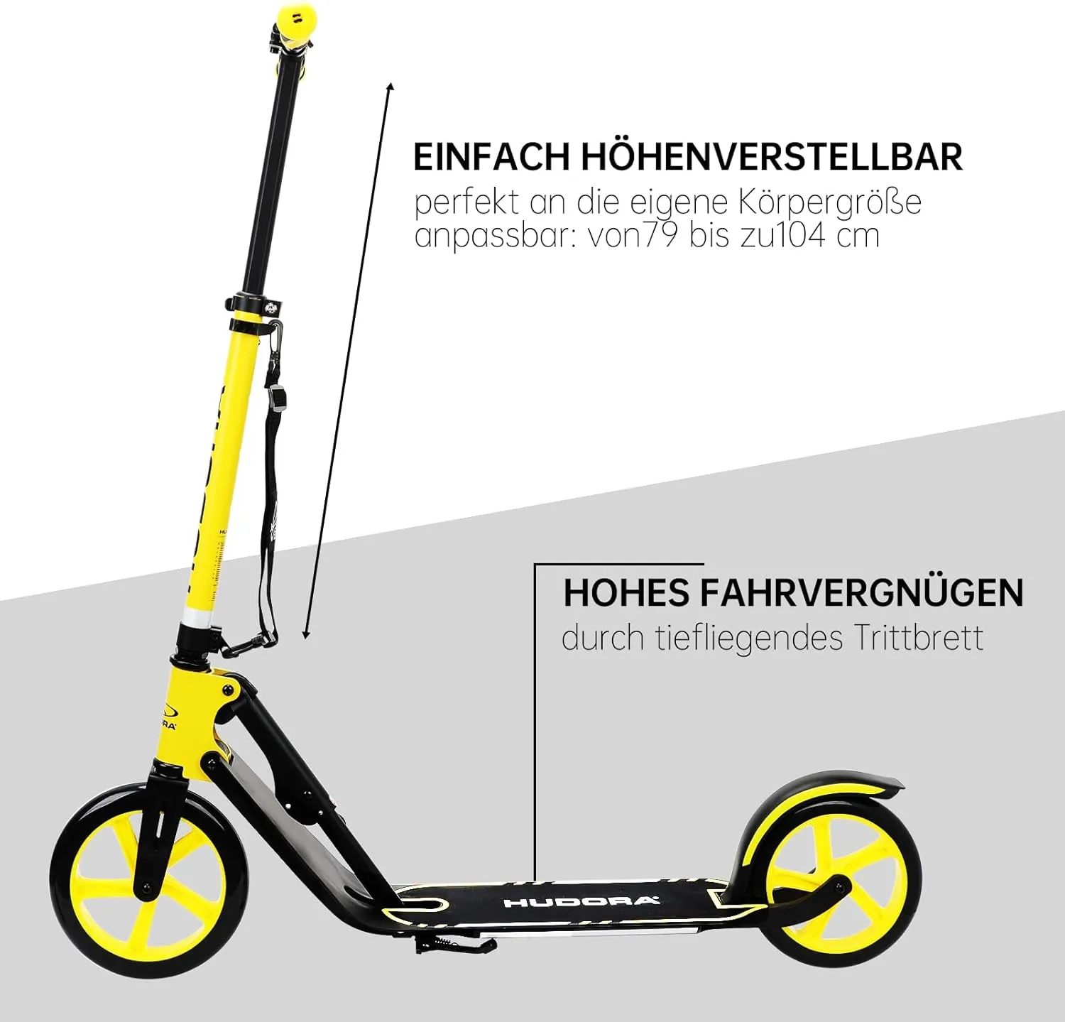 HUDORA BigWheel 209 Kick Scooter, The Original with RX Pro Technology, Folding City Scooter