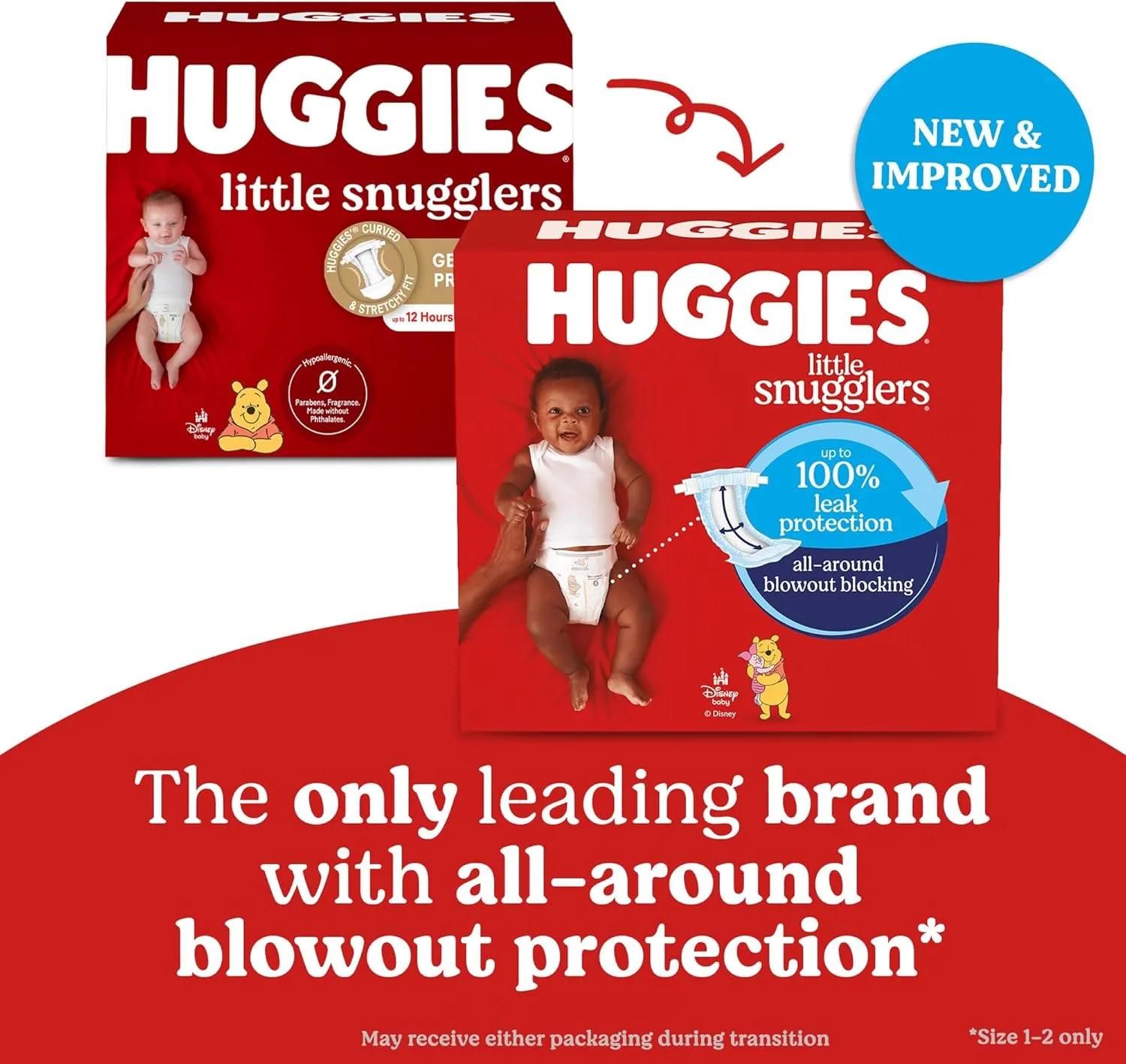 Huggies Size 1 Diapers, Little Snugglers Diapers, Size 1 (8-14 lbs), 198 Count (6 Packs of 33), Packaging May Vary