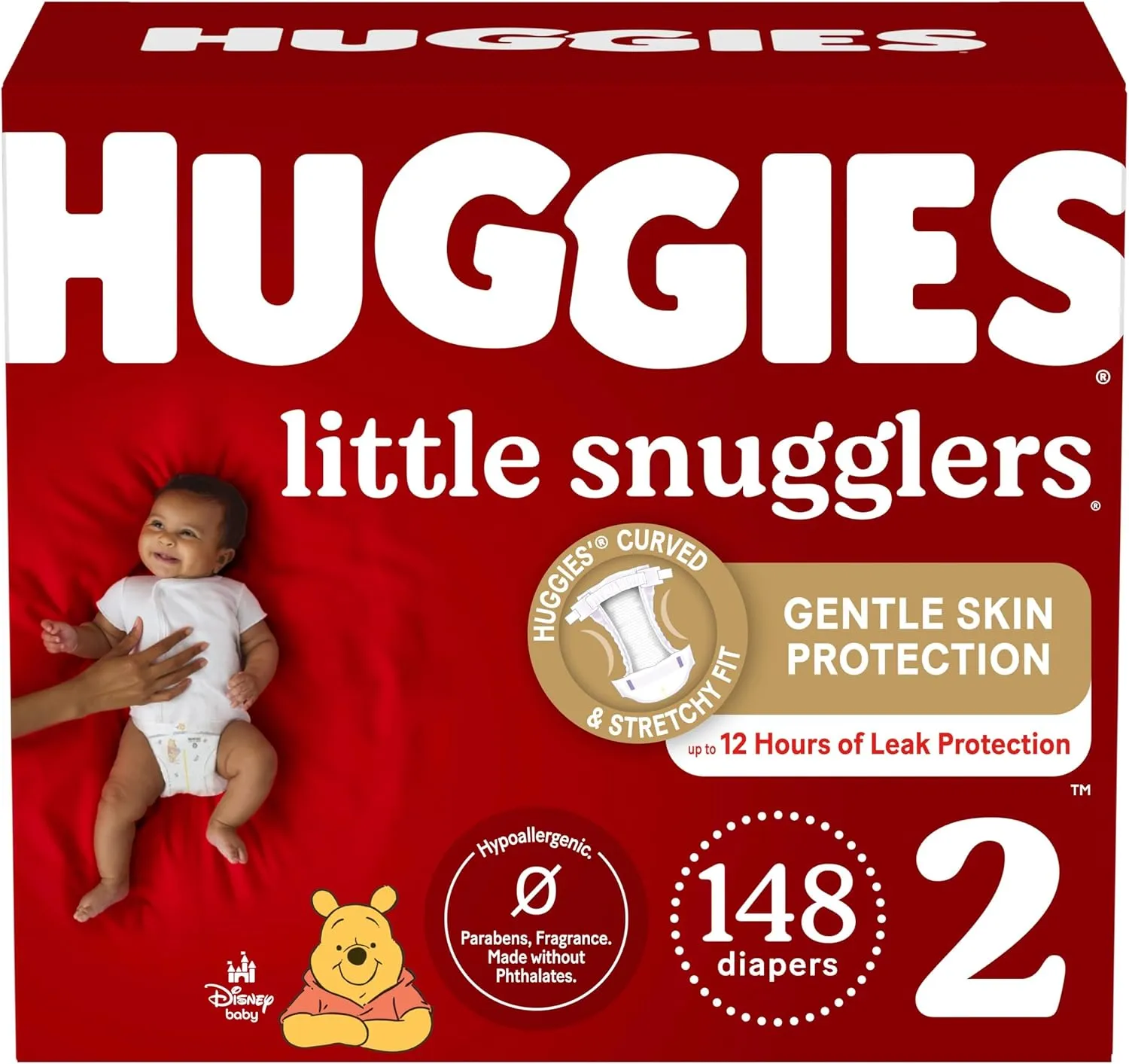 Huggies Size 2 Diapers, Little Snugglers Baby Diapers, Size 2 (12-18 lbs), 148 Count