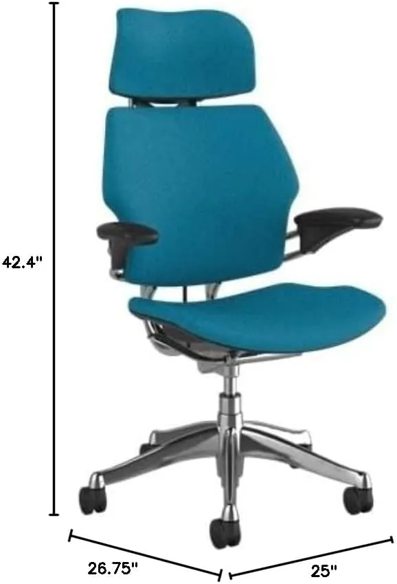 Humanscale Freedom Office Chair with Headrest - Ergonomic Work Chair with Advanced Highly Adjustable Duron Arms and Gel Seat - Wheels for Carpet - Aluminum Frame with Horizon Ginkgo Fabric