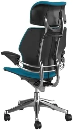 Humanscale Freedom Office Chair with Headrest - Ergonomic Work Chair with Advanced Highly Adjustable Duron Arms and Gel Seat - Wheels for Carpet - Aluminum Frame with Horizon Ginkgo Fabric