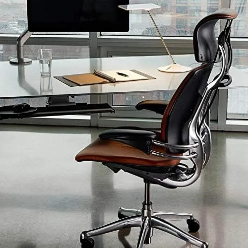 Humanscale Freedom Office Chair with Headrest - Ergonomic Work Chair with Advanced Highly Adjustable Duron Arms and Gel Seat - Wheels for Carpet - Aluminum Frame with Horizon Ginkgo Fabric