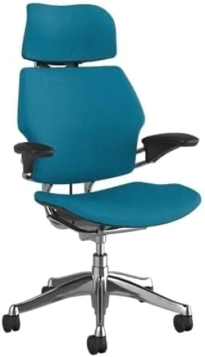 Humanscale Freedom Office Chair with Headrest - Ergonomic Work Chair with Advanced Highly Adjustable Duron Arms and Gel Seat - Wheels for Carpet - Aluminum Frame with Horizon Ginkgo Fabric