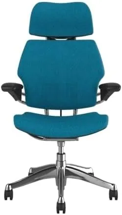 Humanscale Freedom Office Chair with Headrest - Ergonomic Work Chair with Advanced Highly Adjustable Duron Arms and Gel Seat - Wheels for Carpet - Aluminum Frame with Horizon Ginkgo Fabric