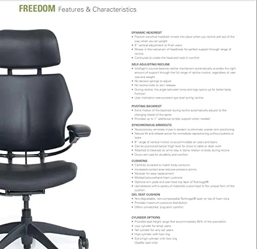 Humanscale Freedom Office Chair with Headrest - Ergonomic Work Chair with Advanced Highly Adjustable Duron Arms and Gel Seat - Wheels for Carpet - Aluminum Frame with Horizon Ginkgo Fabric