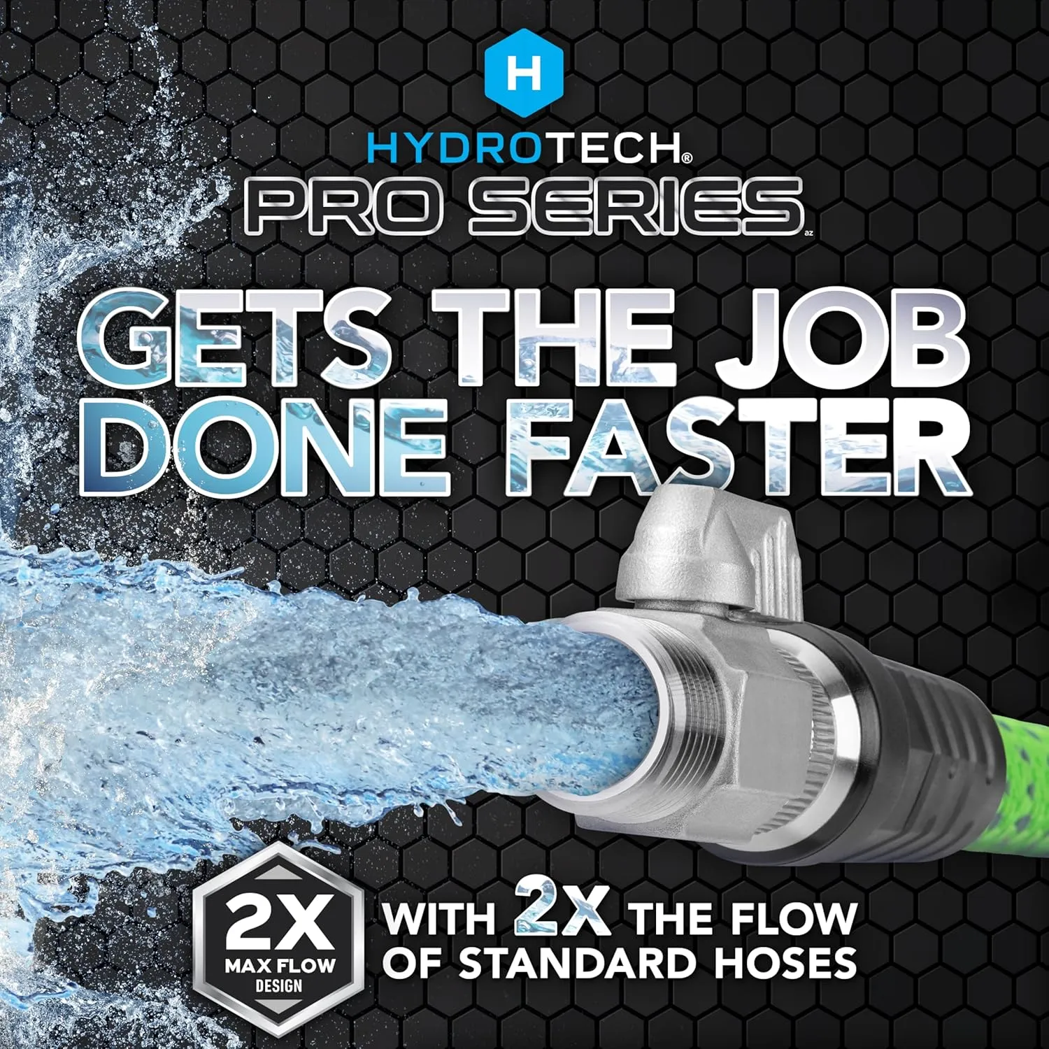 HydroTech 50 ft Expandable Garden Hose - Pro Series, 2x Max Flow, 3/4" No-Kink Flexibility, Lightweight Hose for Lawn, Garden, Car Washing, Deck and Patio Cleaning