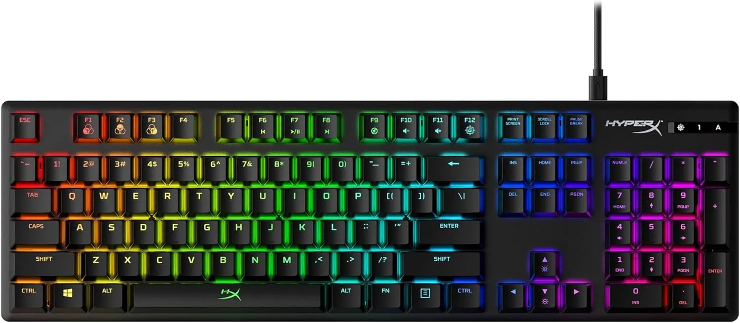HyperX Alloy Origins - Mechanical Gaming Keyboard, Software-Controlled Light & Macro Customization, Compact Form Factor, RGB LED Backlit - Clicky HyperX Blue Switch, Full Size (Renewed)
