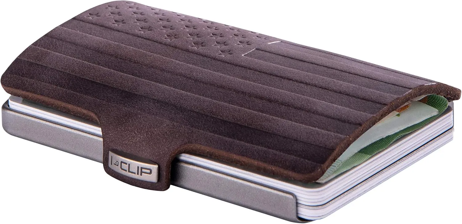 I-CLIP Original Silver Merica Brown, wallet, money bag, purse, credit card case, credit card holder