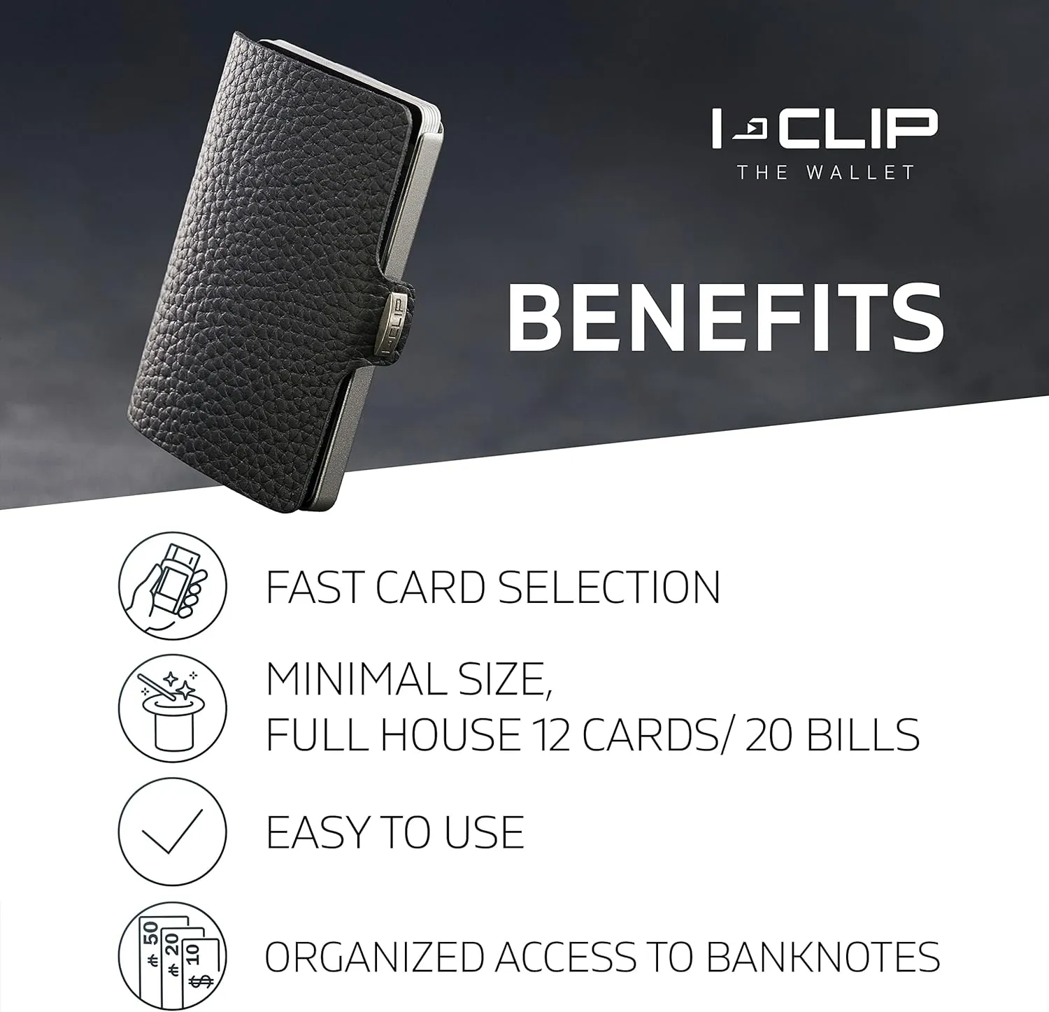 I-CLIP, Premium Men's Leather Wallet, Versatile Changeable Money clip, Secure Card Holder, Compact Men's Wallet Minimalist, Sleek Slim Design, Perfect Money Clip Wallet for Men