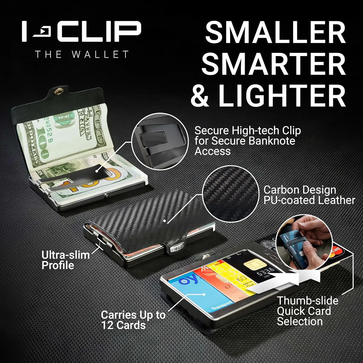 I-CLIP, Premium Men's Leather Wallet, Versatile Changeable Money clip, Secure Card Holder, Compact Men's Wallet Minimalist, Sleek Slim Design, Perfect Money Clip Wallet for Men