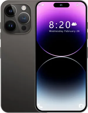I14 Pro Max Unlocked Cell Phone,Long Battery Life 6.82" HD Screen Unlocked Phones,Android13 6 256GB Smartphone with 128G Memory Card,Dual SIM/Fingerprint Lock/Face ID/GPS (Black)