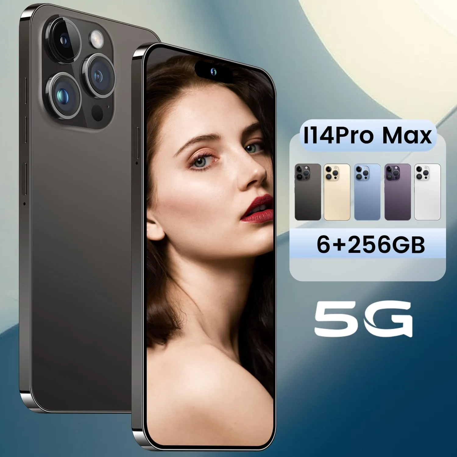 I14 Pro Max Unlocked Cell Phone,Long Battery Life 6.82" HD Screen Unlocked Phones,Android13 6 256GB Smartphone with 128G Memory Card,Dual SIM/Fingerprint Lock/Face ID/GPS (Black)