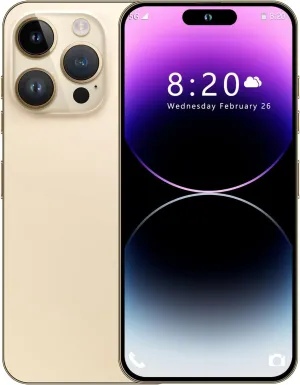 I14 Pro Max Unlocked Cell Phone,Long Battery Life 6.82" HD Screen Unlocked Phones,Android13 6 256GB Smartphone with 128G Memory Card,Dual SIM/Fingerprint Lock/Face ID/GPS (Gold)