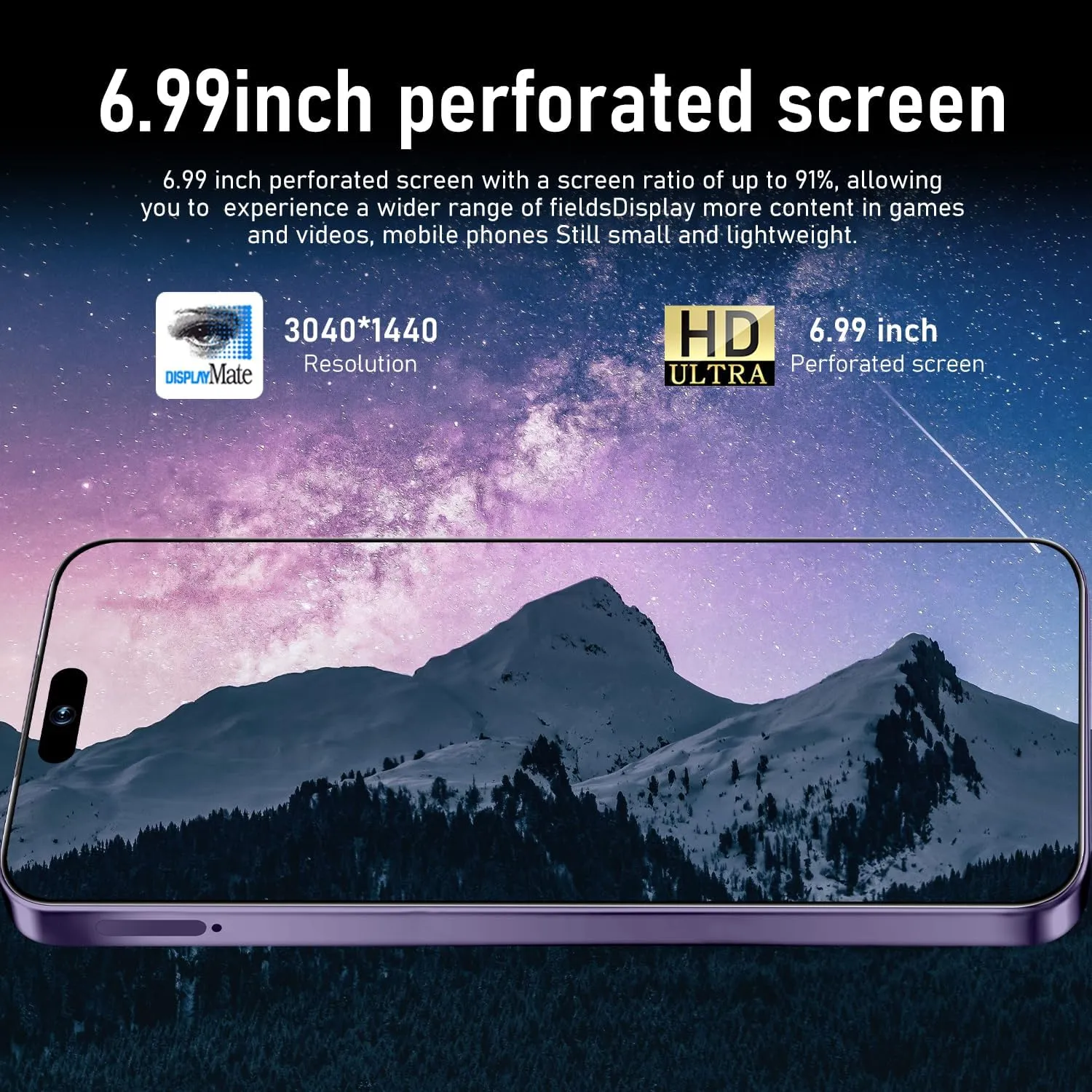 I16 PROMAX Unlocked Phone, 6.99inch Cell Phone with Android 13 12GB 512GB 7000mAh Long Battery Life, HD Screen Smartphone with Dual SIM, Fingerprint Lock, Face ID, Photos 5G Phone (Deep Purple)