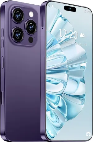 I16 PROMAX Unlocked Phone, 6.99inch Cell Phone with Android 13 12GB 512GB 7000mAh Long Battery Life, HD Screen Smartphone with Dual SIM, Fingerprint Lock, Face ID, Photos 5G Phone (Deep Purple)
