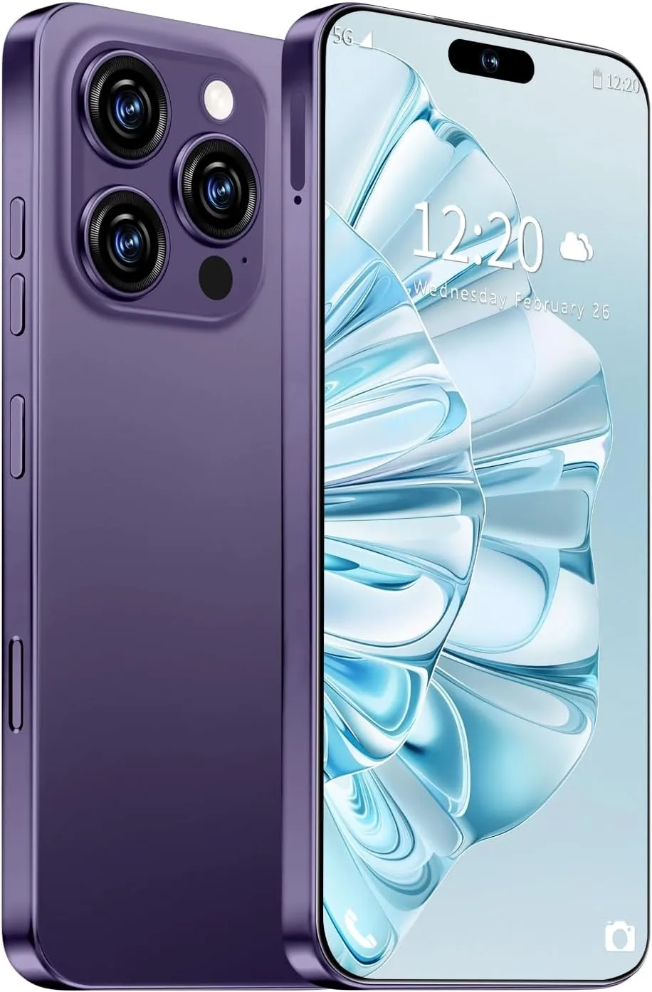 I16 PROMAX Unlocked Phone, 6.99inch Cell Phone with Android 13 12GB 512GB 7000mAh Long Battery Life, HD Screen Smartphone with Dual SIM, Fingerprint Lock, Face ID, Photos 5G Phone (Deep Purple)