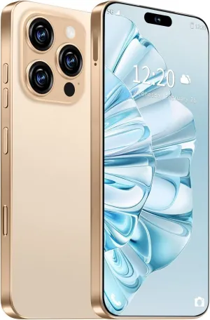I16 PROMAX Unlocked Phone, 6.99inch Cell Phone with Android 13 12GB 512GB 7000mAh Long Battery Life, HD Screen Smartphone with Dual SIM, Fingerprint Lock, Face ID, Photos 5G Phone (Gold)