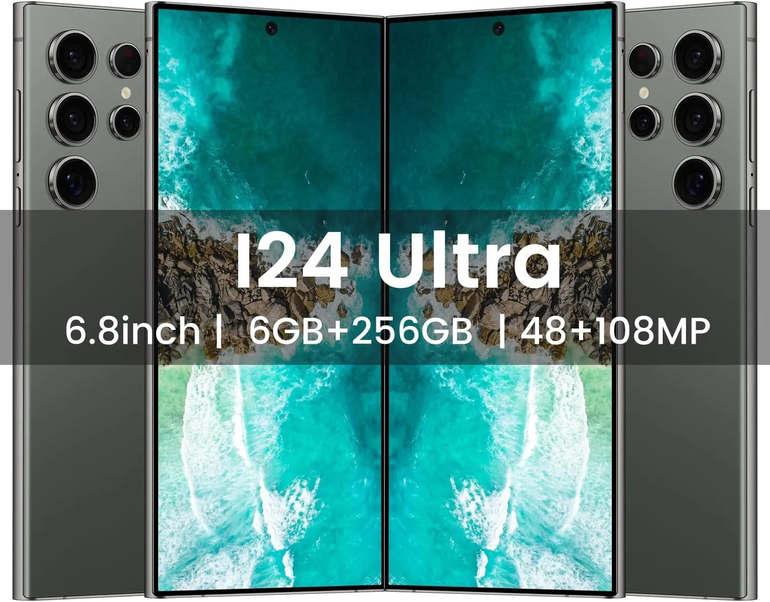I24 Ultra 5G unlockedSmartphone,6GB 256GB Fully Unlocked Cell Phone for Android 13, 6.8" Unlocked Cell Phone, 6800mAh, 48MP 108MP Dual Camera/Dual SIM/Fingerprint Lock/Face (Green)