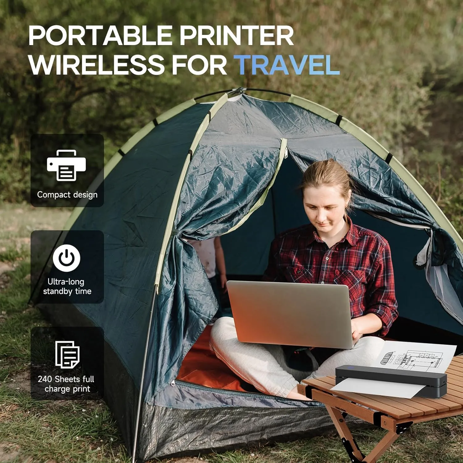 iDPRT Portable-Printer Wireless for Travel, 300DPI Inkless-Thermal-Small-Printer for Home Use, Office, Vehicles, Mobile Bluetooth Printers Supports 8.5" x 11" US Letter&A4&A5 Size, for Smartphone & PC