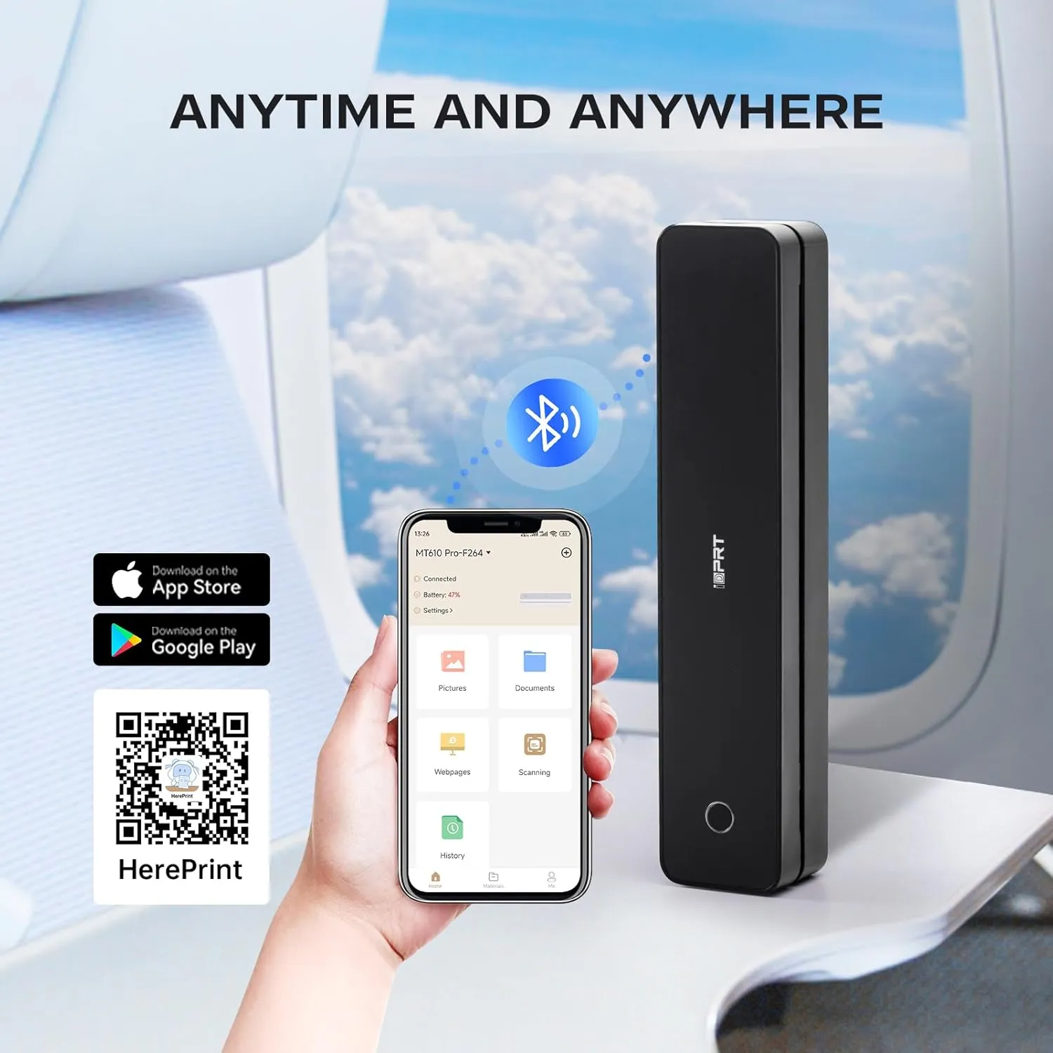 iDPRT Portable-Printer Wireless for Travel, 300DPI Inkless-Thermal-Small-Printer for Home Use, Office, Vehicles, Mobile Bluetooth Printers Supports 8.5" x 11" US Letter&A4&A5 Size, for Smartphone & PC