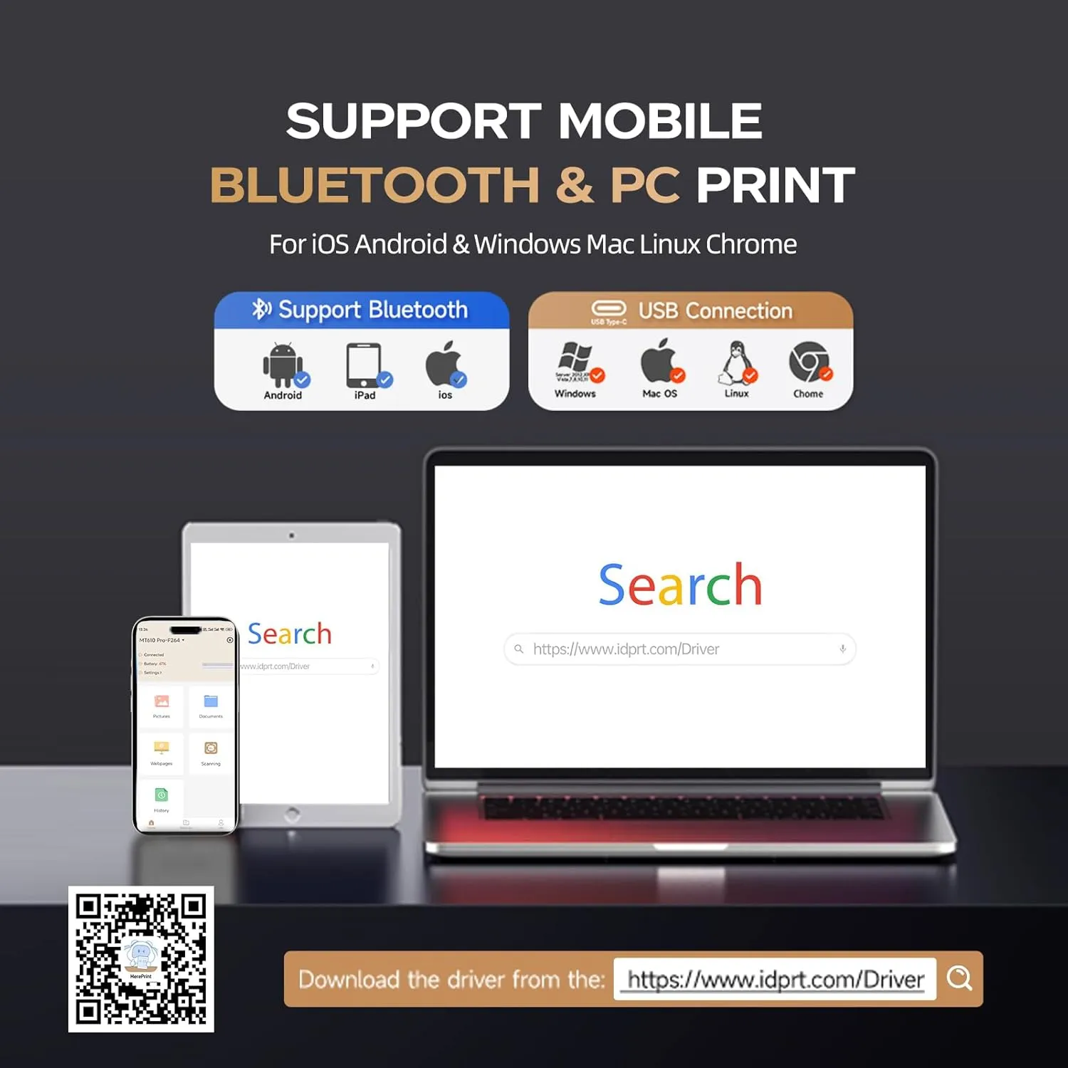 iDPRT Portable-Printer Wireless for Travel, 300DPI Inkless-Thermal-Small-Printer for Home Use, Office, Vehicles, Mobile Bluetooth Printers Supports 8.5" x 11" US Letter&A4&A5 Size, for Smartphone & PC
