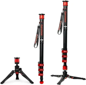 IFOOTAGE Camera Monopod Cobra 3 A180F, 71" Aluminum Professional Video Monopod with Tripod Base, Max Load 10KG