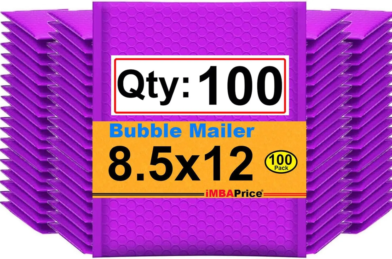 iMBAPrice 8.5x12 Inch Purple Color Poly Bubble Mailer, 100-Pack Med Size #2 Padded Envelopes Self Seal Adhesive Waterproof Bags for Clothes Makeup Supplies (Total 100 Bags)