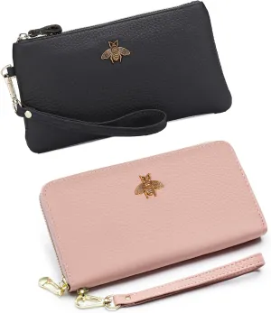 imeetu (Bundle of 2 Sets) Bee Series Women Coin Purse & Wristlet Clutch Purse