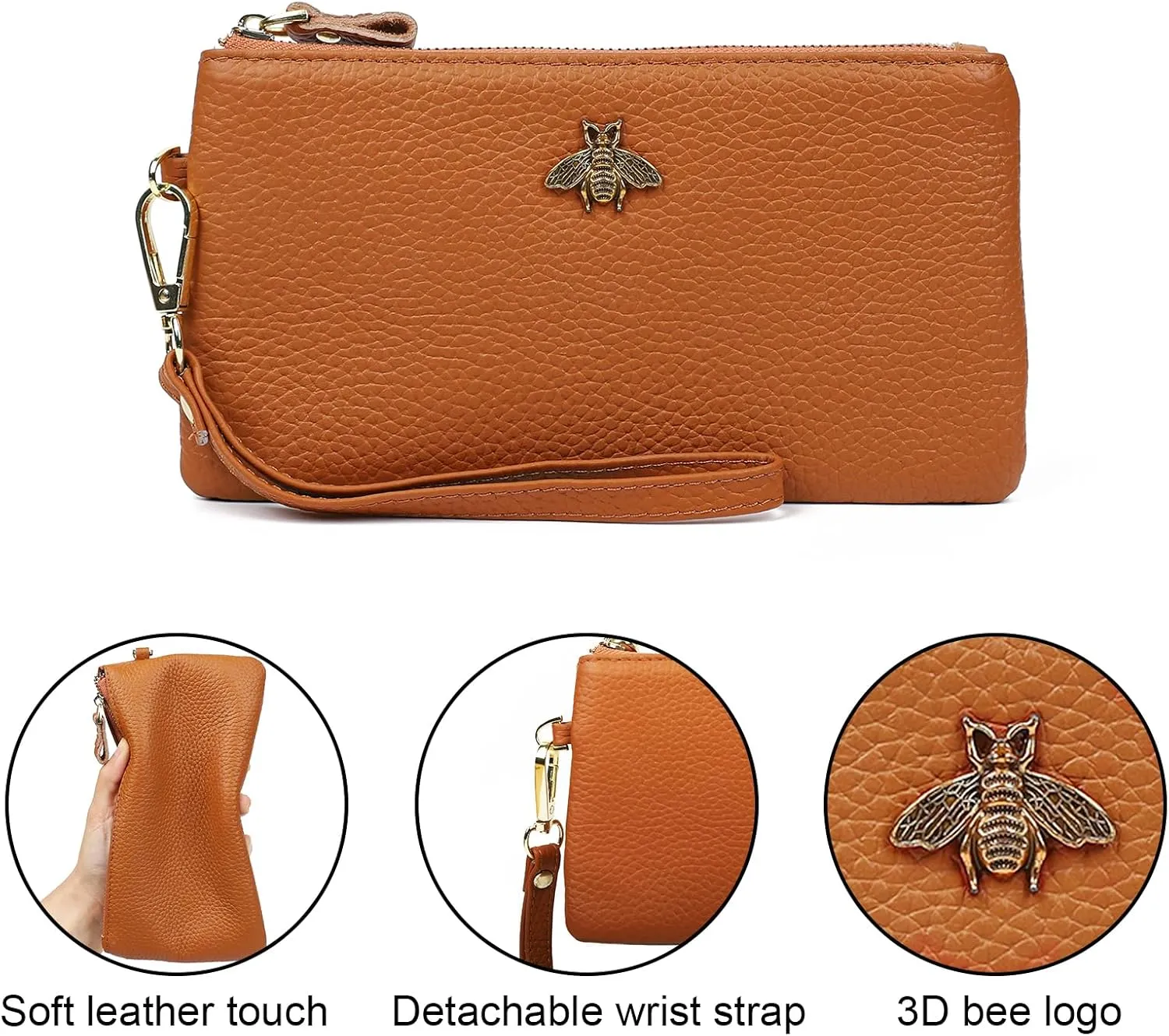imeetu Women's Wristlet Clutch Purse Leather Cell Phone Wallet Handbag with Wrist Strap
